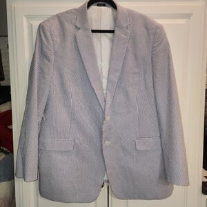 Saddlebred Navy and White Seersucker Pinstripe Blazer 48R